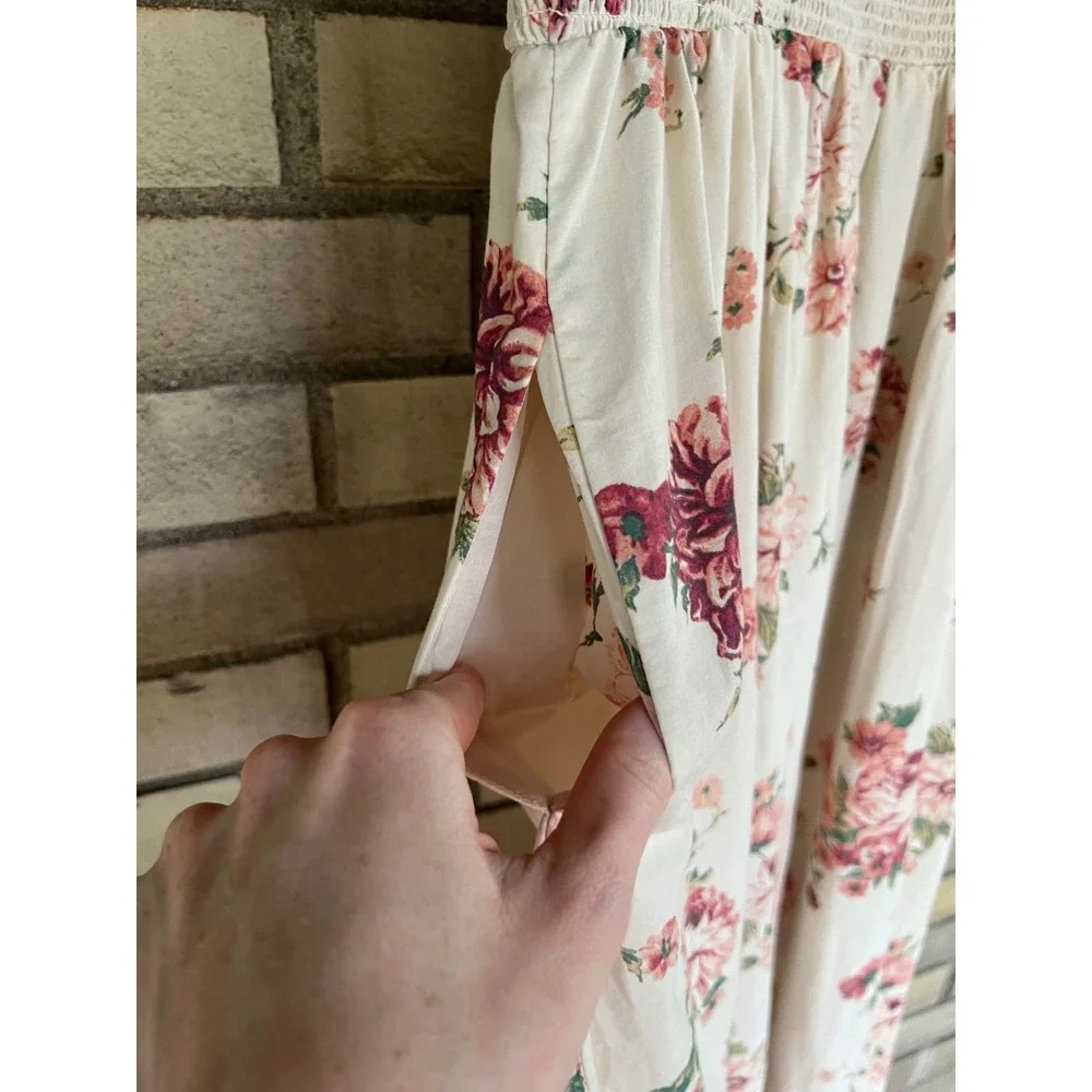 Universal Thread Floral Smocked Puff Sleeve Cotton Maxi Dress Cottagecore Medium - Picture 6 of 6